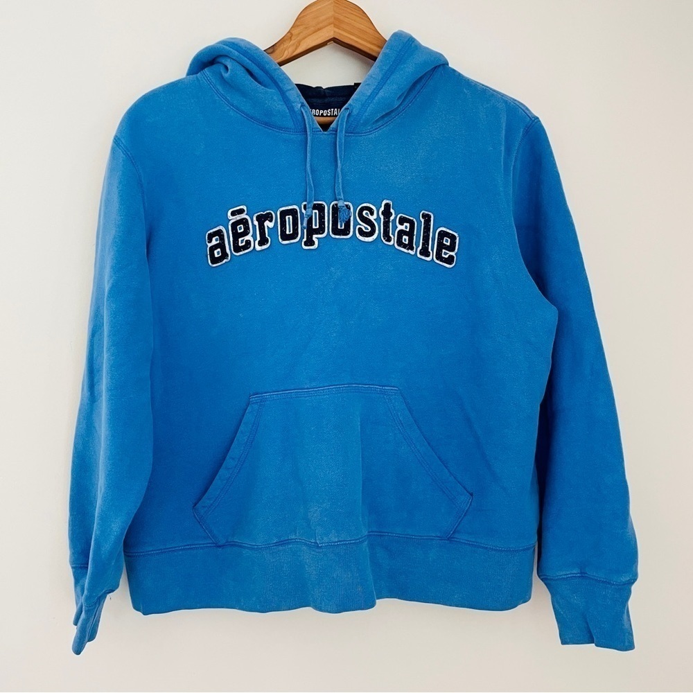 🎯3/$10 Aeropostale Spellout Hoodie Hooded Sweatshirt Blue